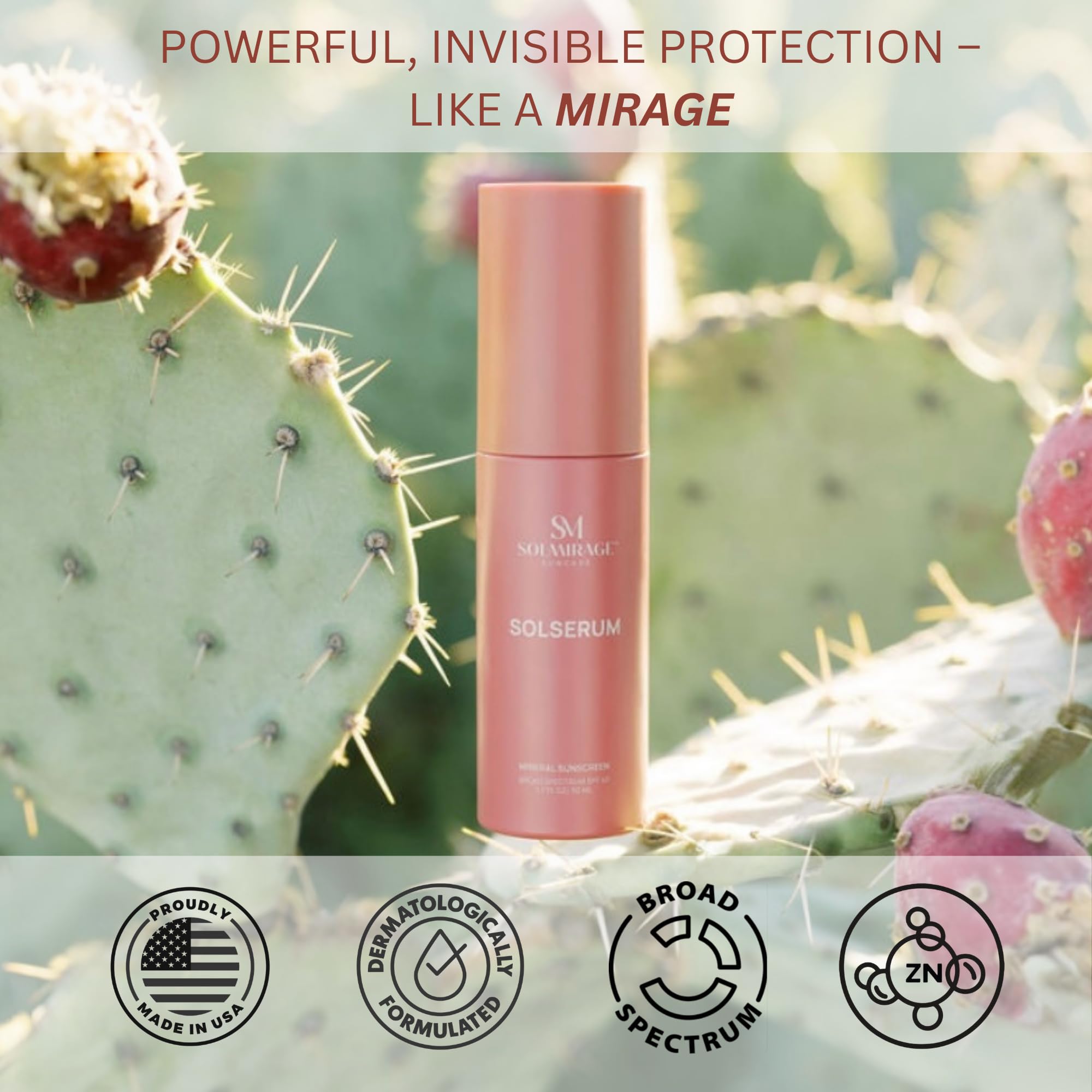 Solserum Mineral Sunscreen SPF 40 — Dermatologist-Formulated Tint with Niacinamide & Antioxidants (No White Cast)