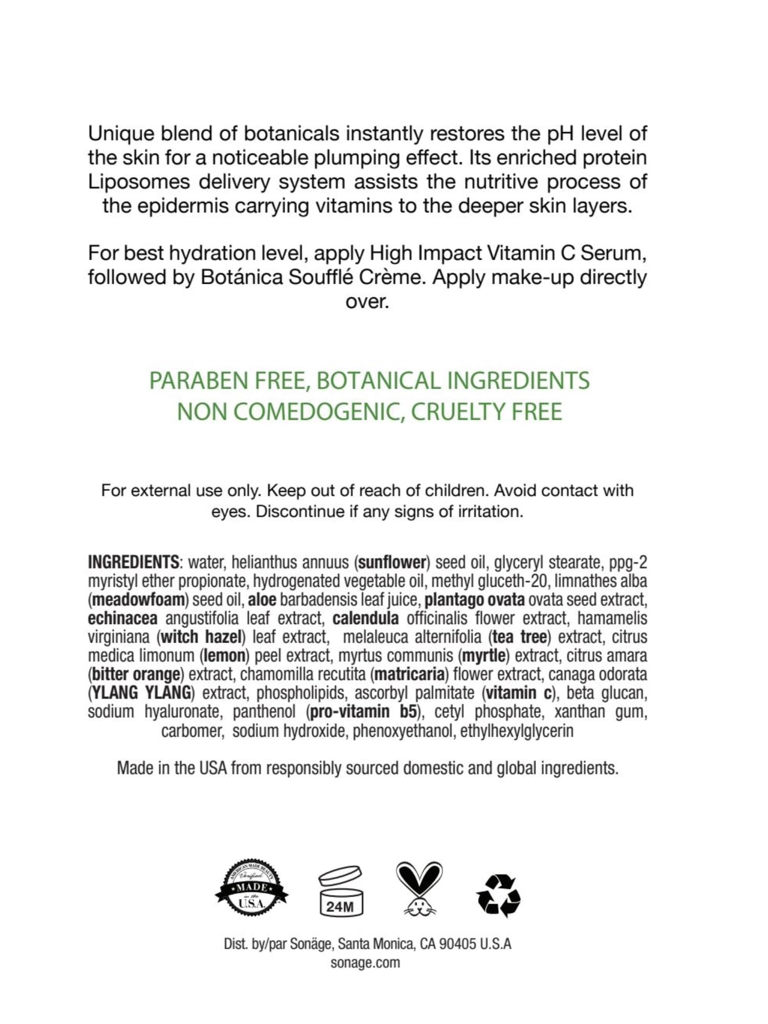 SONAGE Botanica Souffle Cream – Lightweight Daily Moisturizer for Hydration & Skin Barrier Support