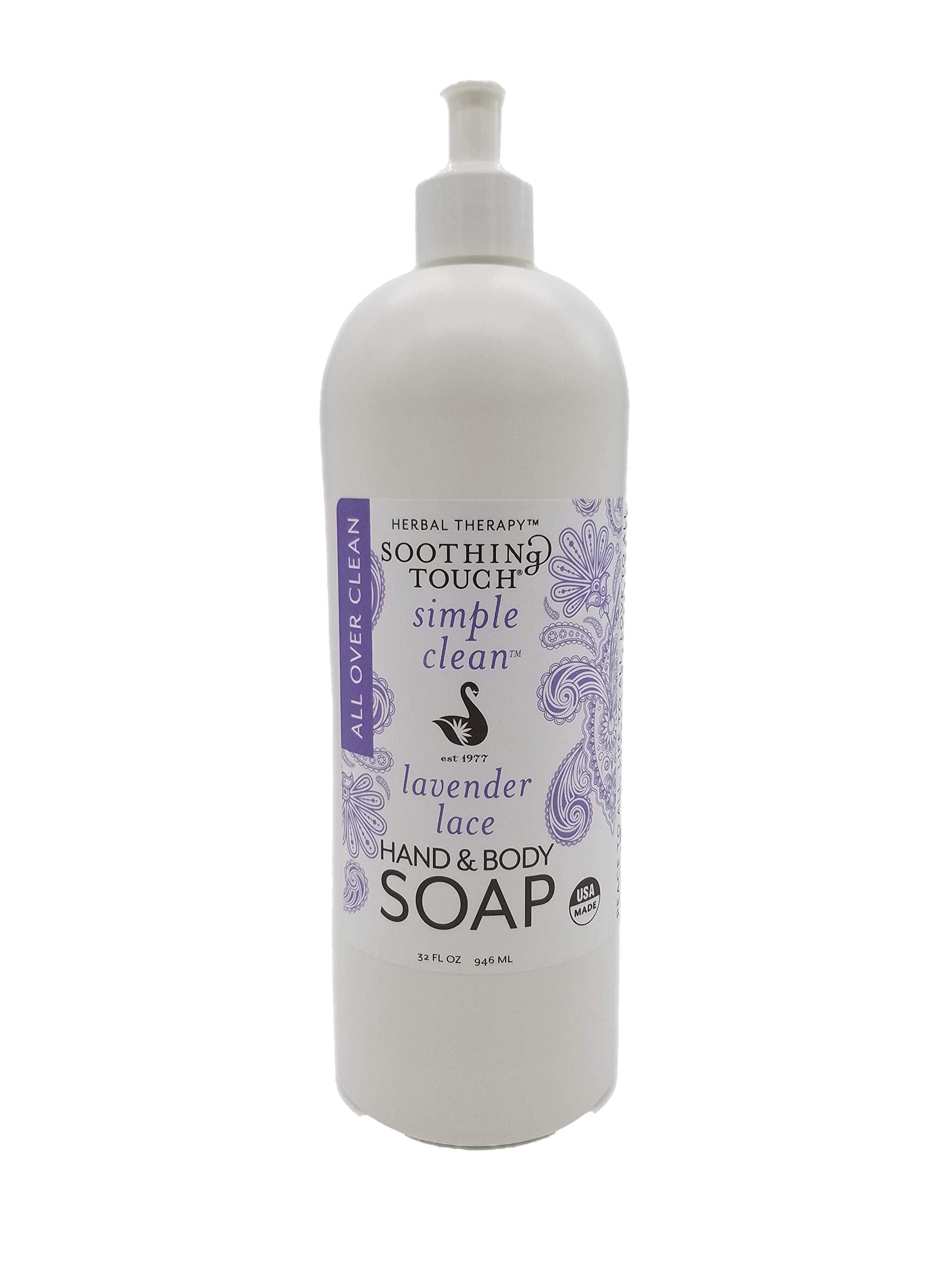 Soothing Touch Lavender Lace Hand & Body Soap – 32 oz, Professional Grade Lavender Oil, Vegan & Paraben Free