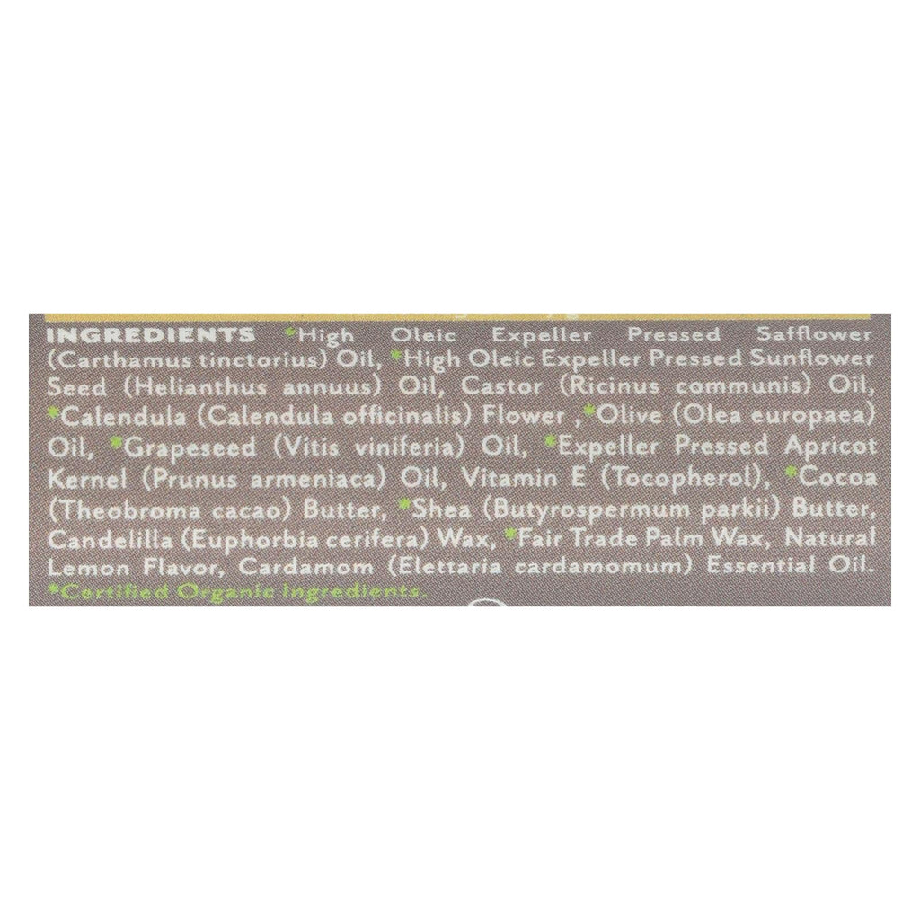 Soothing Touch Lemon Cardamom Vegan Lip Balm, 0.25 oz, 85% Organic, Case of 12