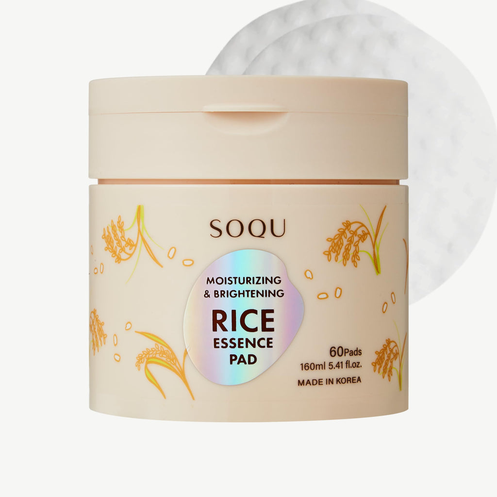 SOQU Rice Essence Pads – Brightening & Hydrating Facial Pads (60 Count, 160ml) | Made in Korea