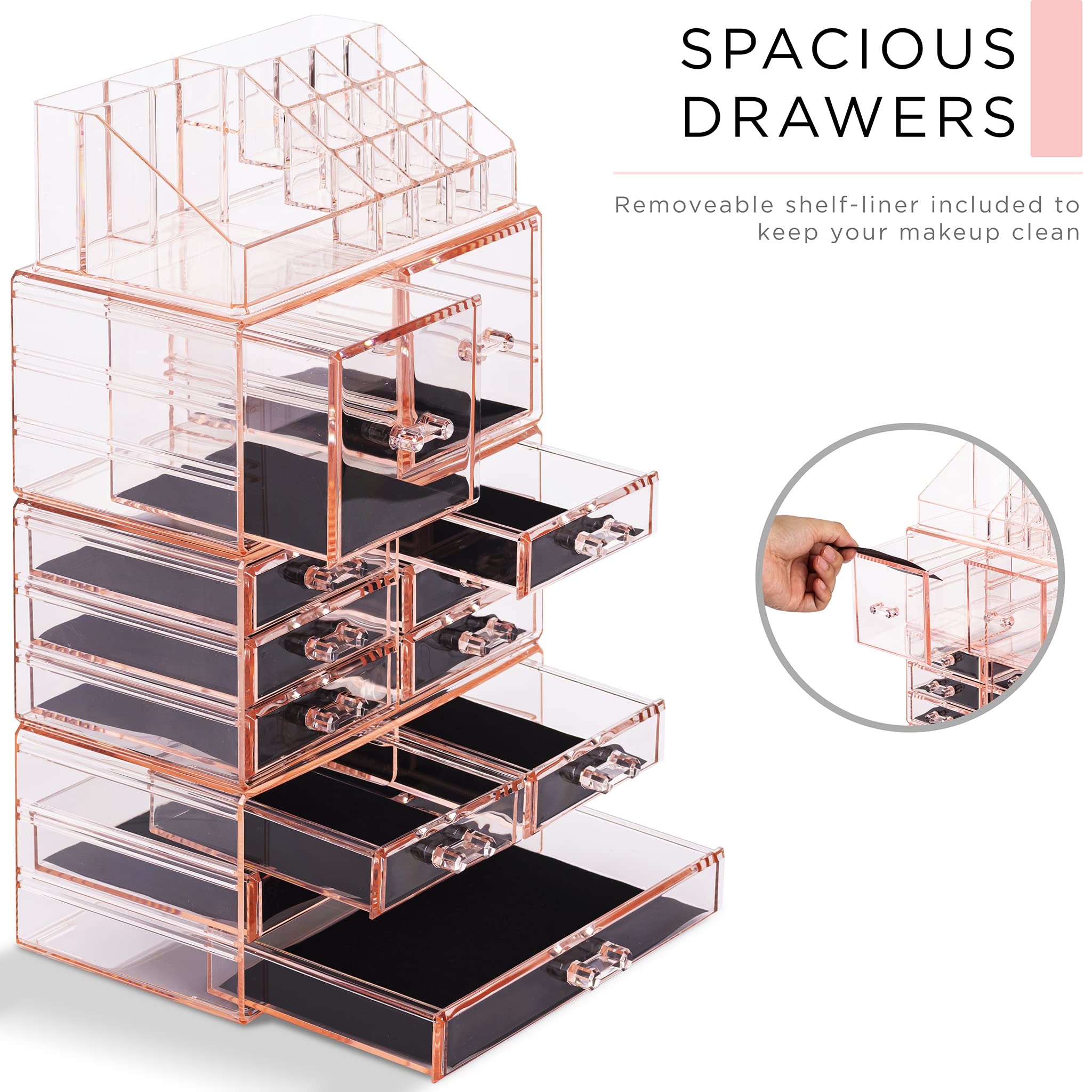 Sorbus Large Makeup Organizer - Clear Stackable Vanity Storage with 12 Drawers