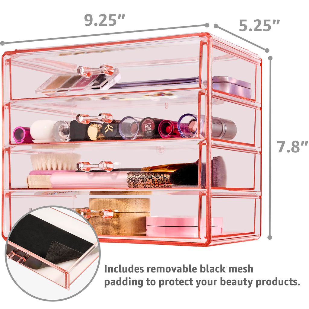 Sorbus 4-Drawer Makeup Organizer | Clear Acrylic Cosmetic Storage