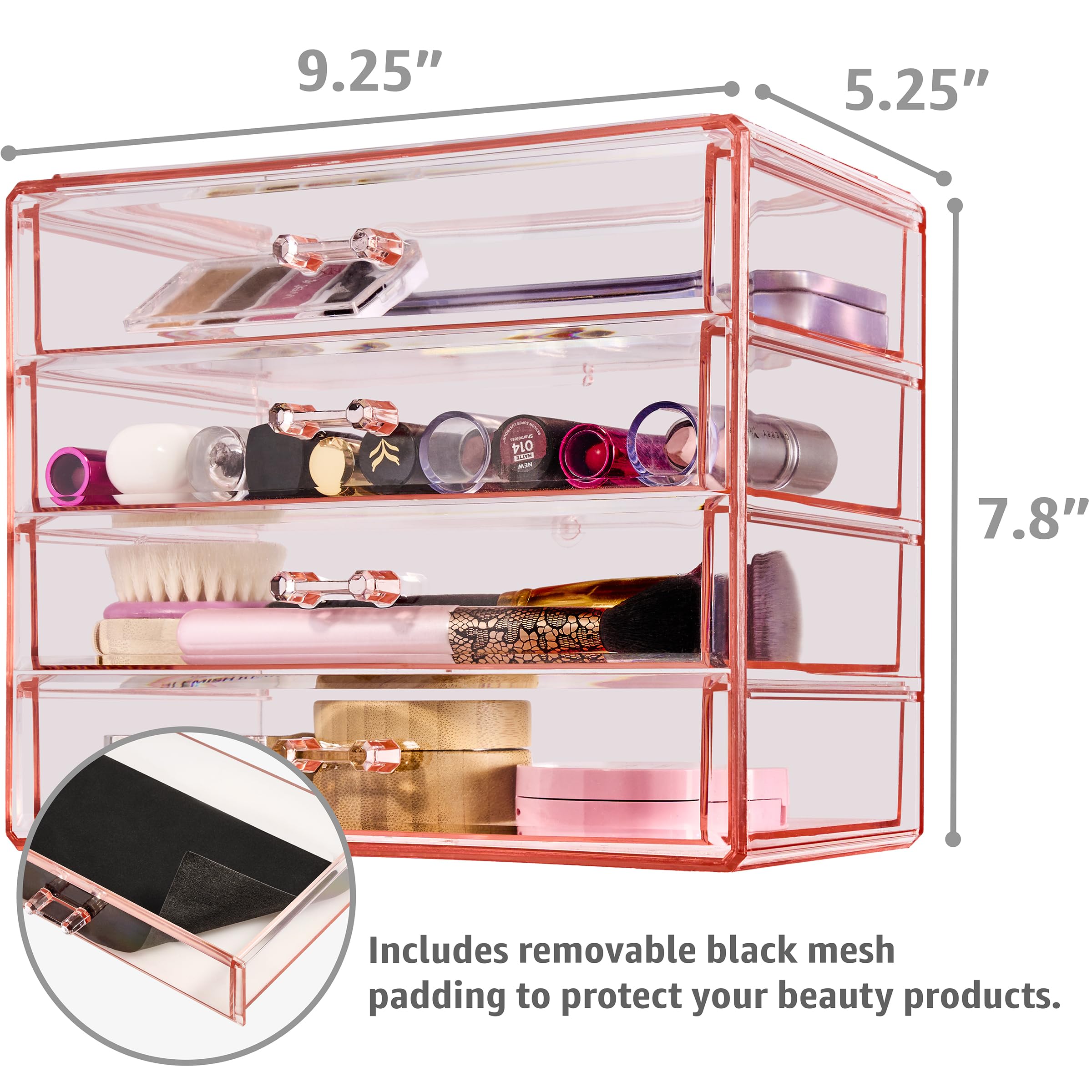 Sorbus 4-Drawer Makeup Organizer | Clear Acrylic Cosmetic Storage