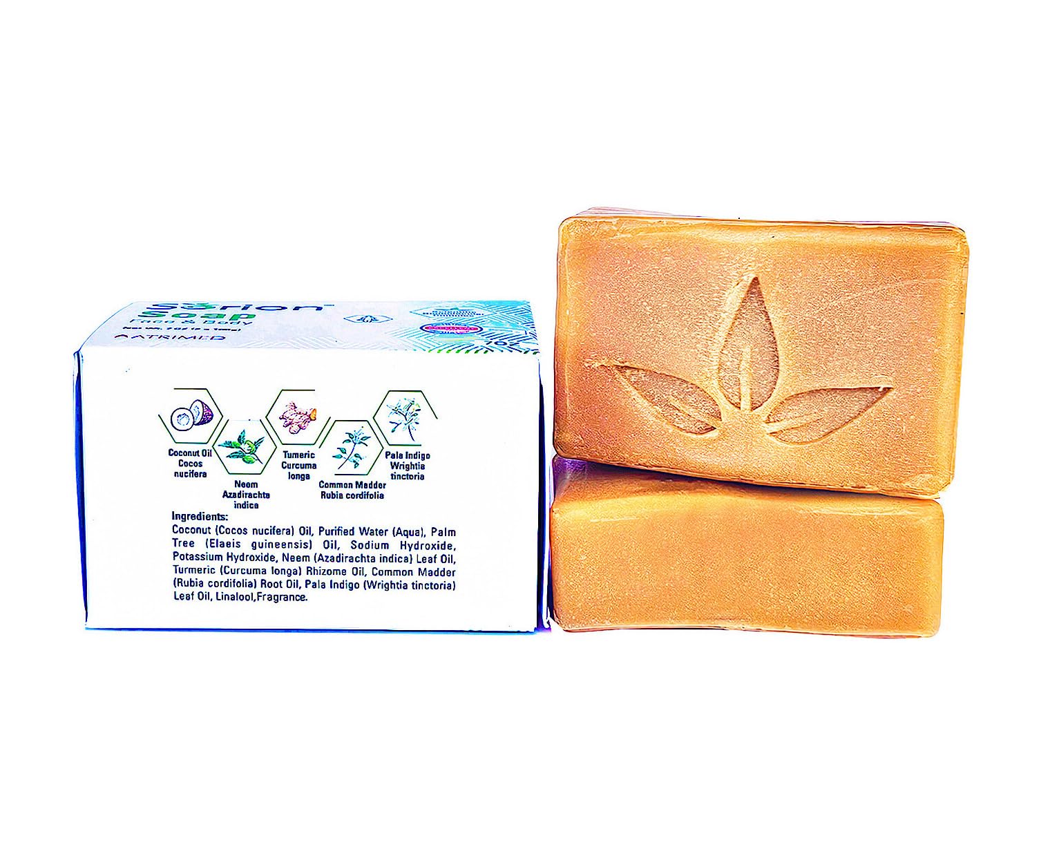 Sorion Soap for Face and Body – Hydrating Bar with Coconut Oil, Turmeric & Pala Indigo