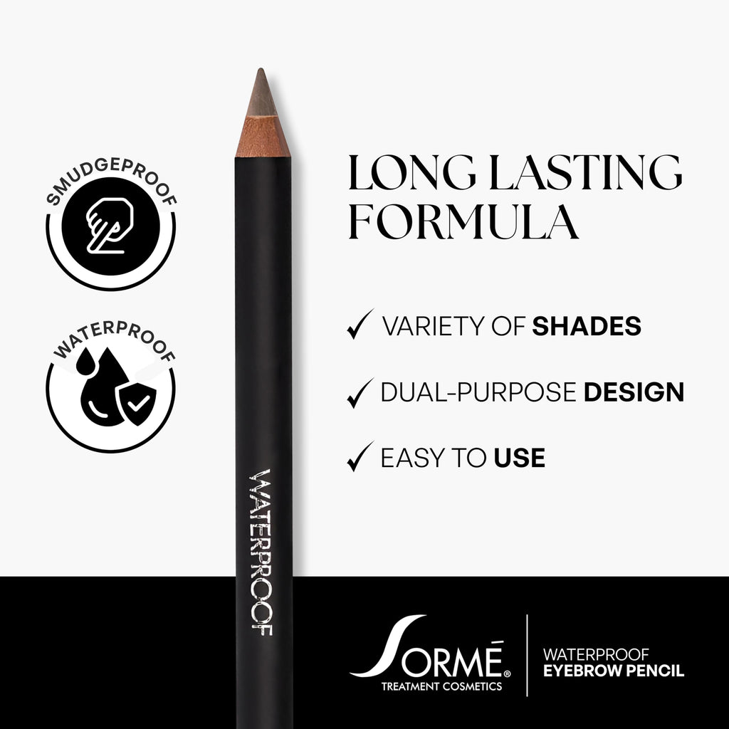 SORMÉ Waterproof Eyebrow Pencil – Soft Gray 0.04 oz | Dual-Ended Pencil & Brush