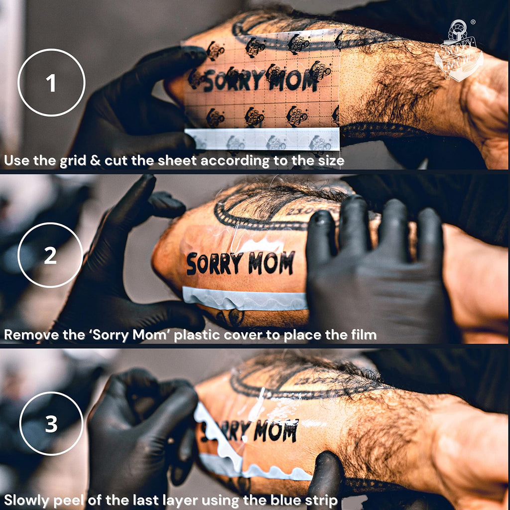 Sorry Mom Tattoo Aftercare Bandage - Clear Second Skin Cover (Waterproof)