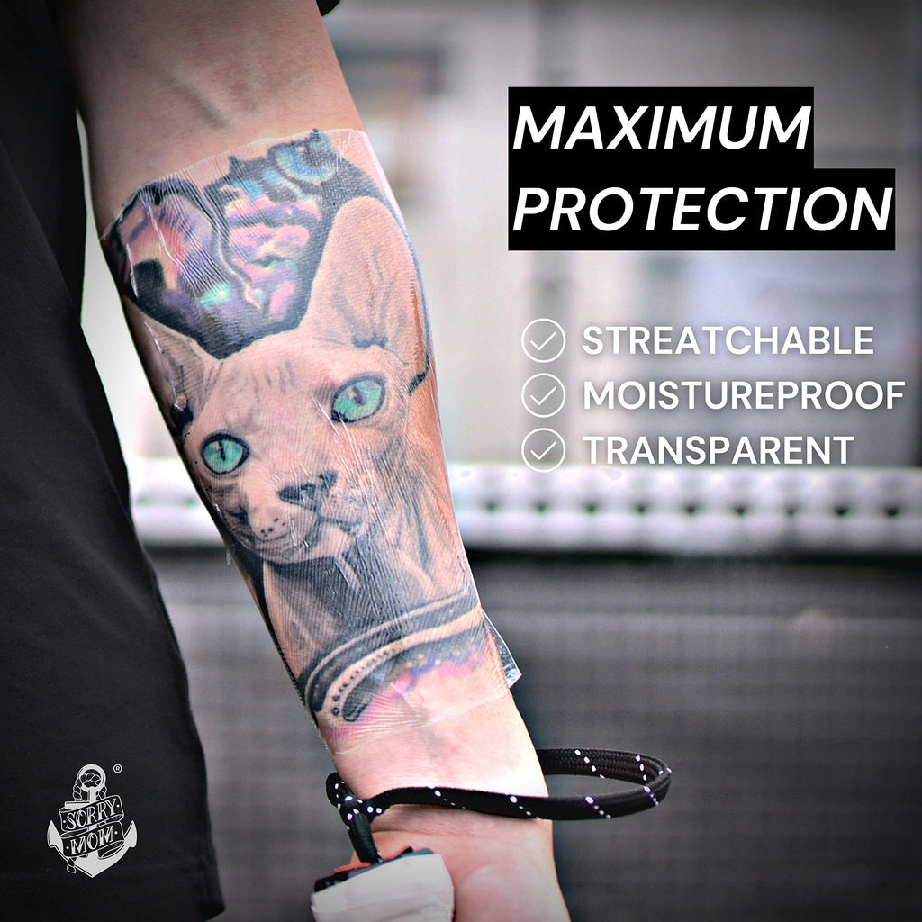 Sorry Mom Tattoo Aftercare Bandage - Clear Second Skin Cover (Waterproof)