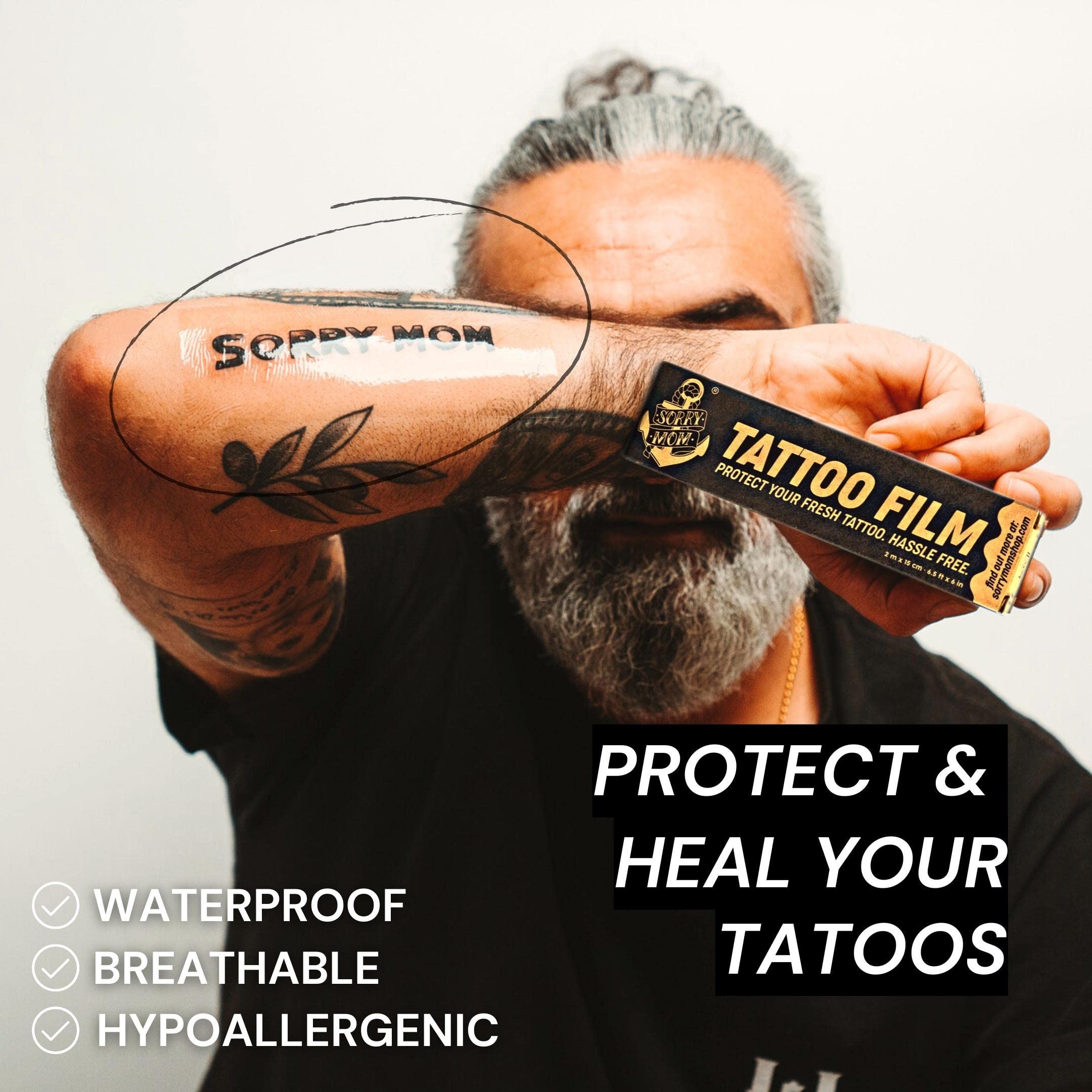 Sorry Mom Tattoo Aftercare Bandage - Clear Second Skin Cover (Waterproof)