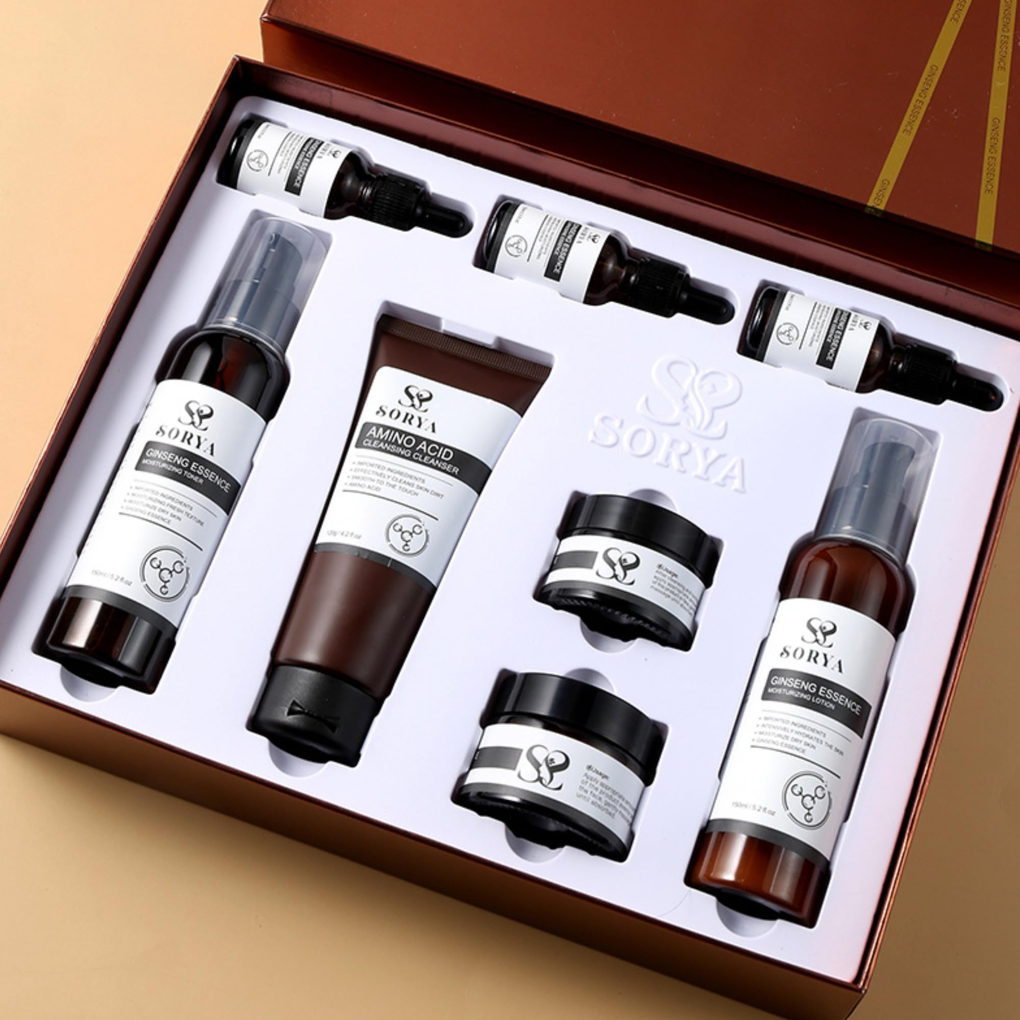 SORYA Korean Red Ginseng Skin Care Set (8-Piece) – Complete Daily Routine