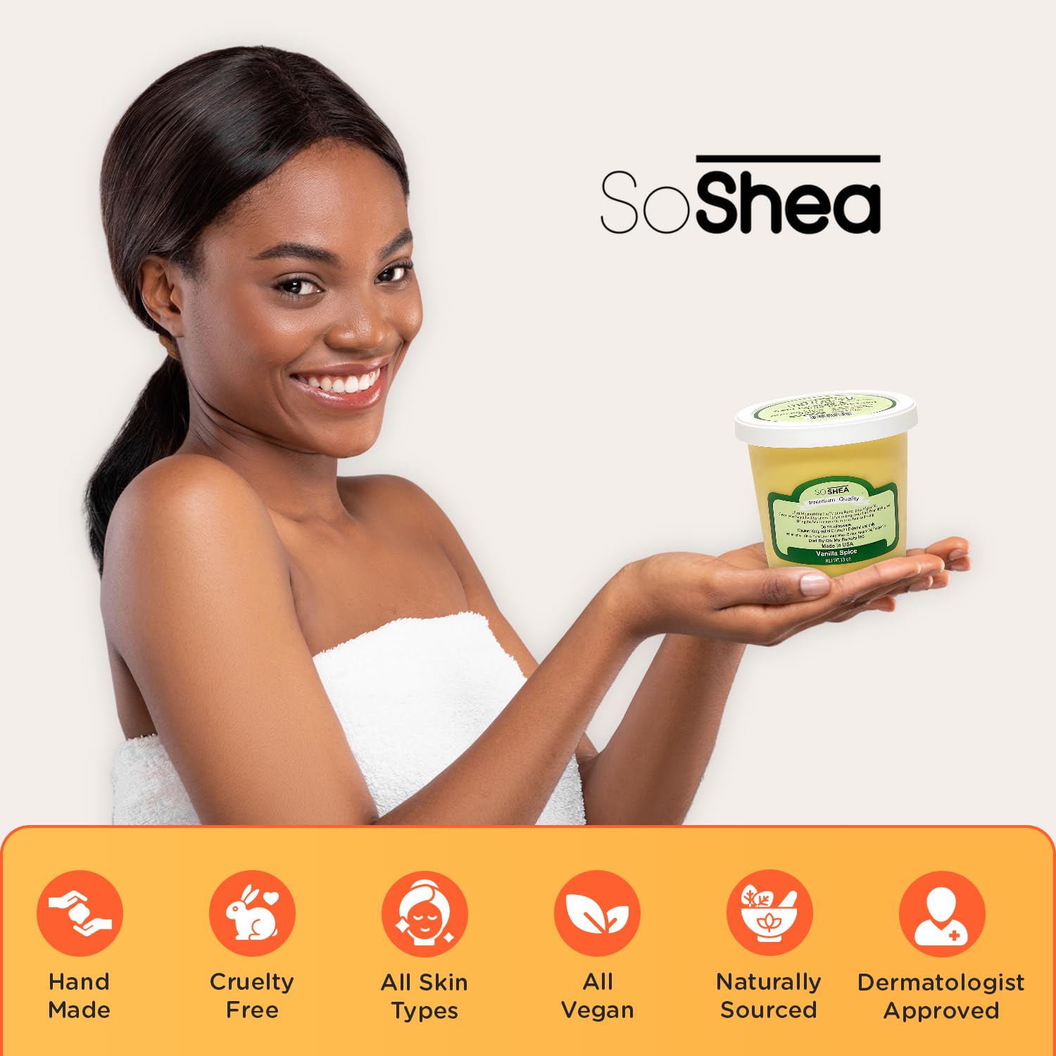 SoShea Whipped Shea Butter Vanilla Spice – Deep Hydration, 11.5oz (326g), Vegan & Cold-Processed
