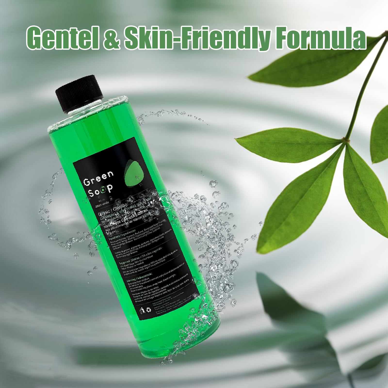 Sotica Green Soap Tattoo Kit – 8oz/250ml Squeeze Bottle, Vegan Gentle Aftercare for Tattooing & Piercing