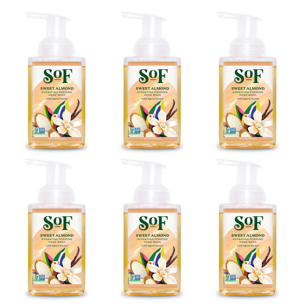 South Of France SoF Hydrating Foaming Hand Wash — Organic Agave & Coconut Oil (Vegan, Non-GMO) 8 oz × 6