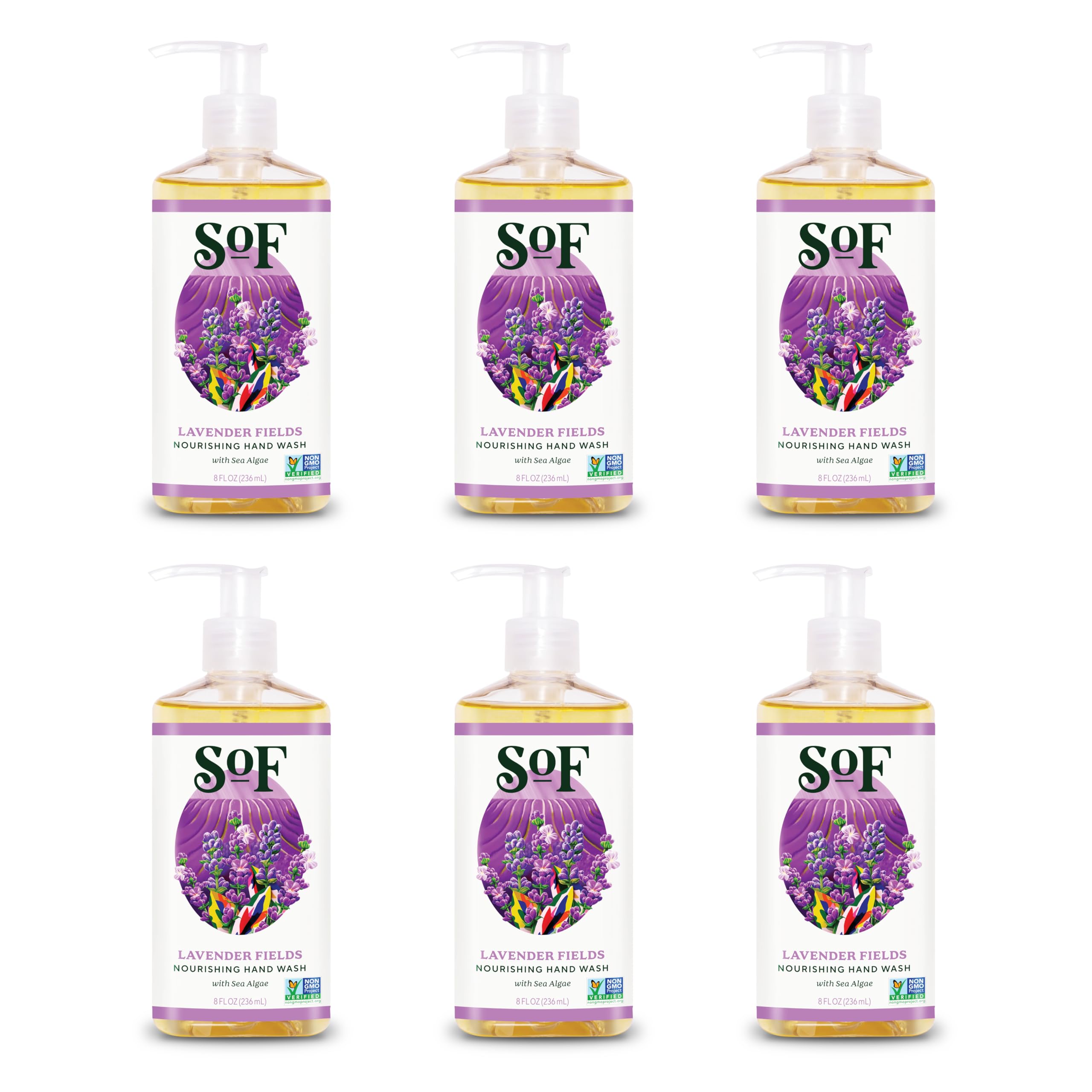 South Of France SoF Nourishing Hand Wash – Lavender Fields with Sea Algae, Coconut & Olive Oil | Vegan & Non-GMO