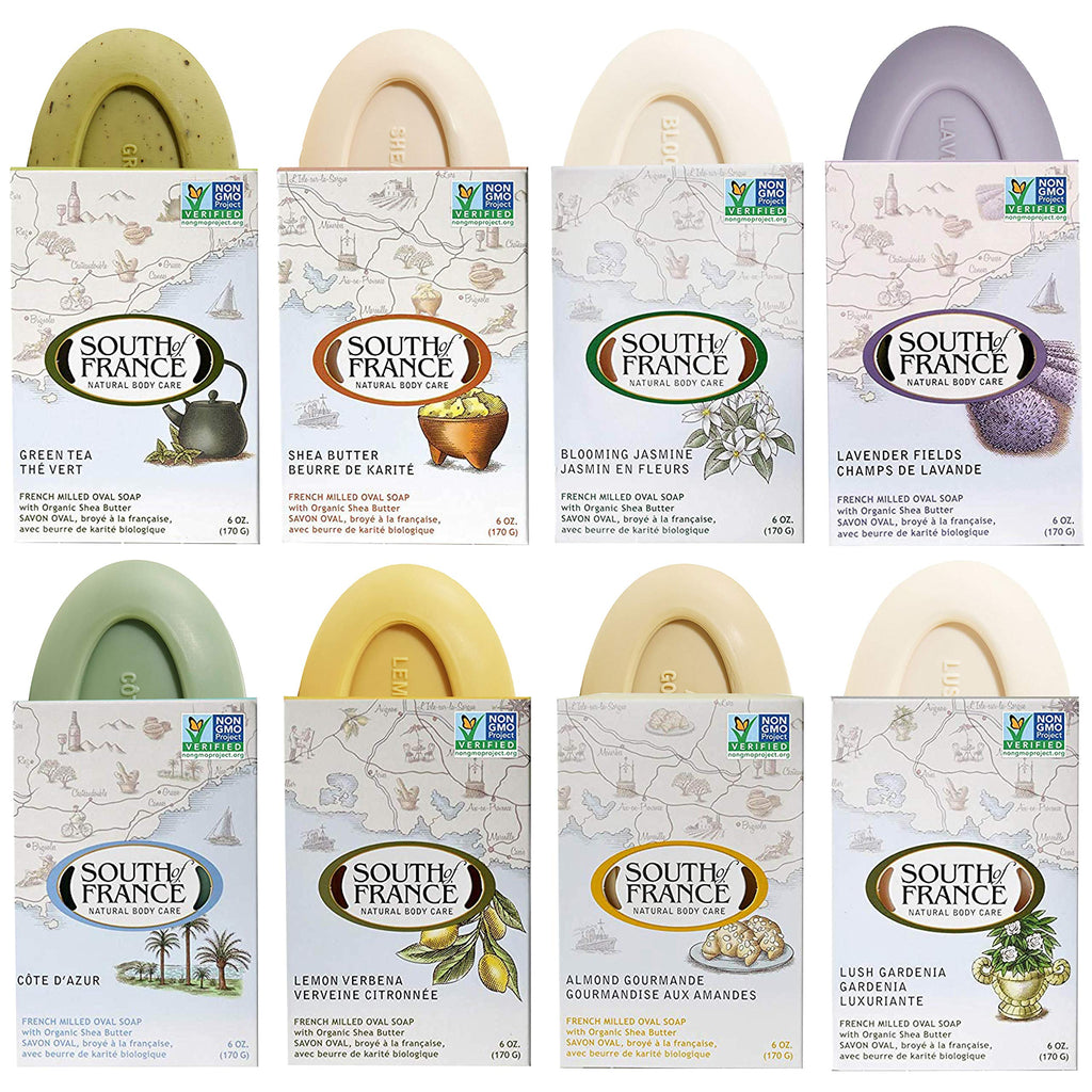 South Of France Triple Milled Large 6oz Bar Soap — Variety Pack 1 (8 Bars)