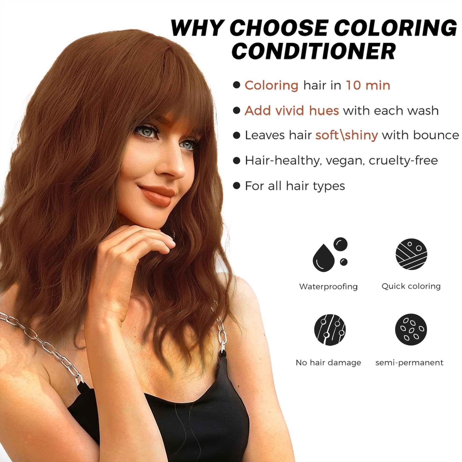 SOVONCARE Hair Color Depositing Conditioner - Light Copper | Semi-Permanent Color, 5.28 oz