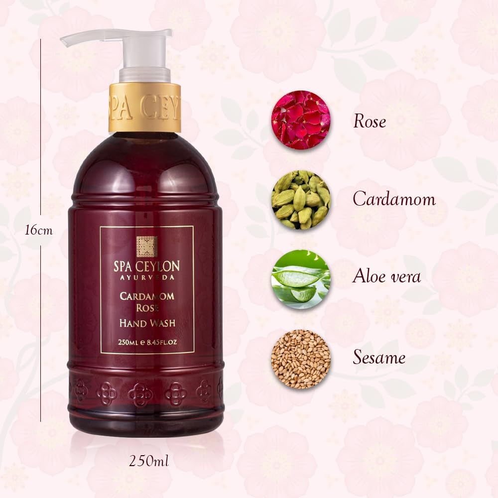 SPA CEYLON Cardamom Rose Hand Wash | Hydrating Aloe Vera, Olive & Coconut