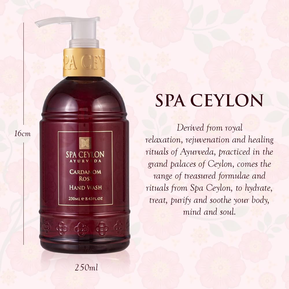 SPA CEYLON Cardamom Rose Hand Wash | Hydrating Aloe Vera, Olive & Coconut