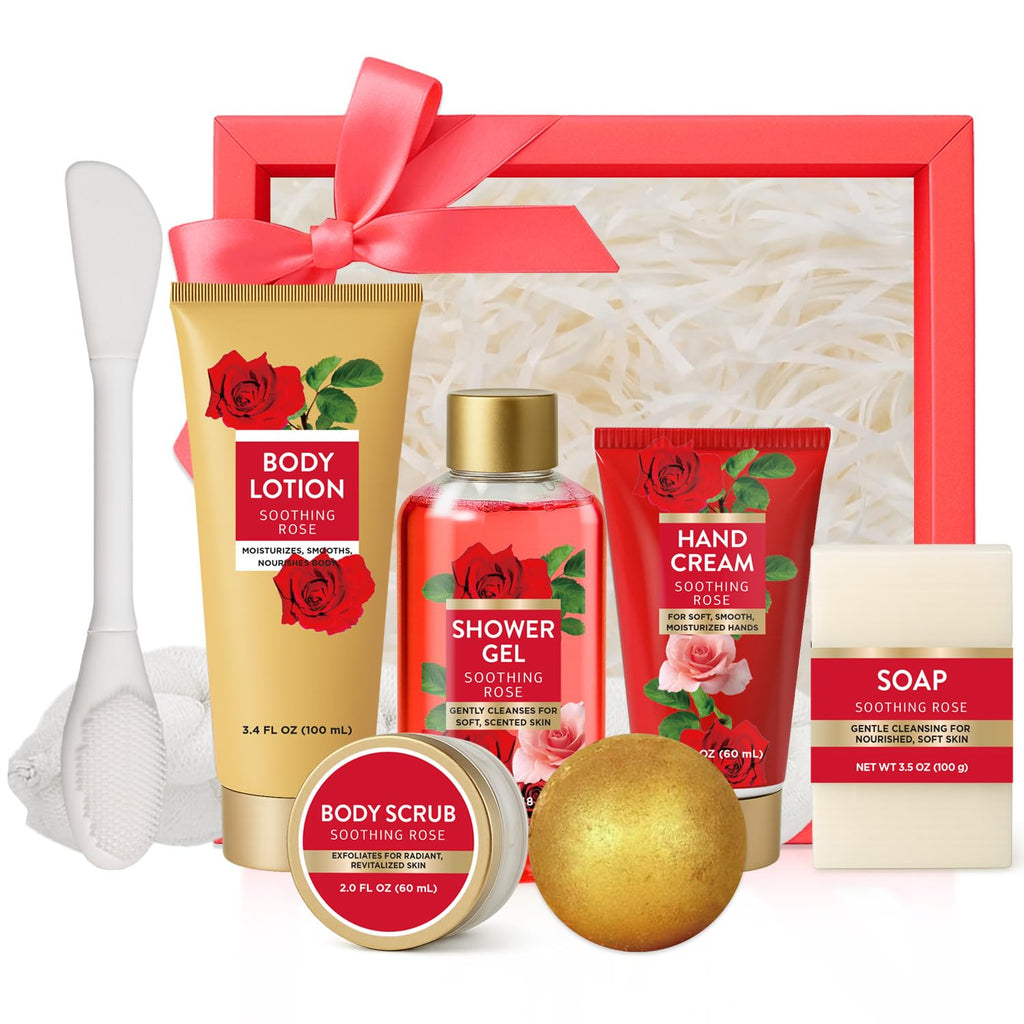 Spa Luxetique World 8-Piece Rose Gift Set for Women – Romantic Rose Bath & Body Gift