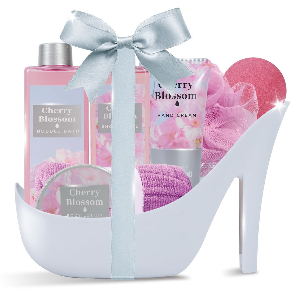 Spa Luxetique Valentines Day Gift Set – 8pc Cherry Blossom High Heel Spa Set for Women