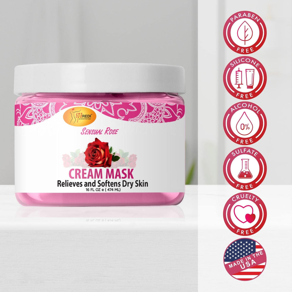 SPA REDI Body & Foot Cream Mask, Sensual Rose – Hydrating 16 oz with Hyaluronic Acid & Amino Acids
