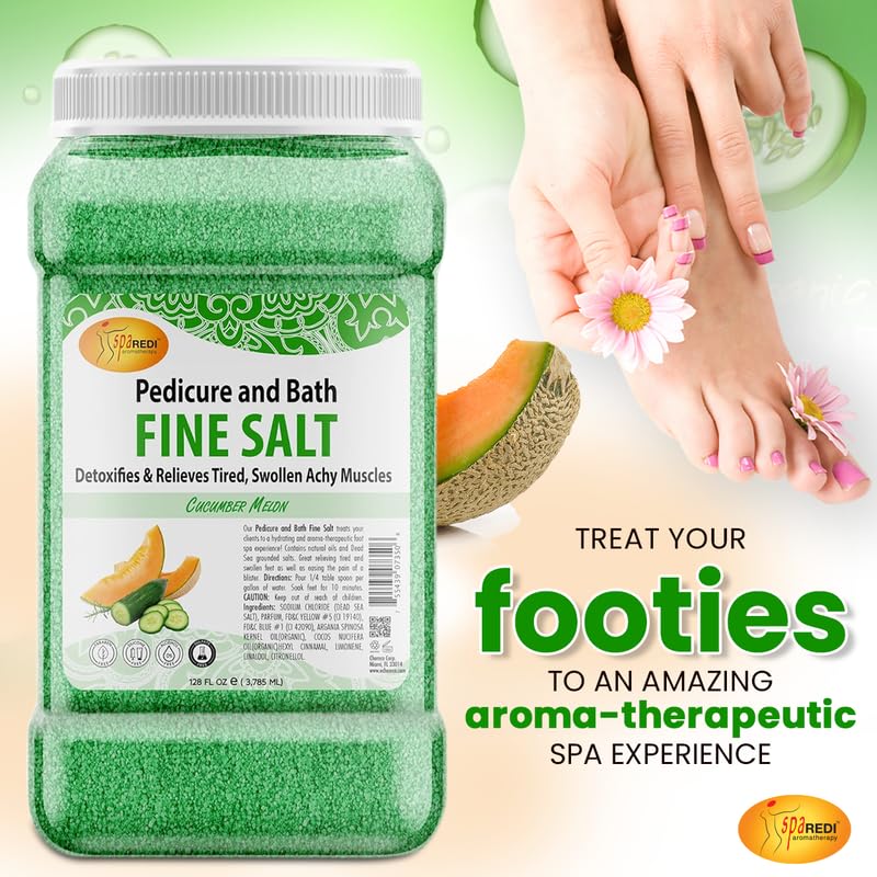 SPA REDI Detox Foot Soak – Dead Sea Salt, Argan & Coconut Oils, Cucumber & Melon, 128 oz