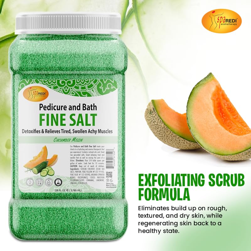 SPA REDI Detox Foot Soak – Dead Sea Salt, Argan & Coconut Oils, Cucumber & Melon, 128 oz