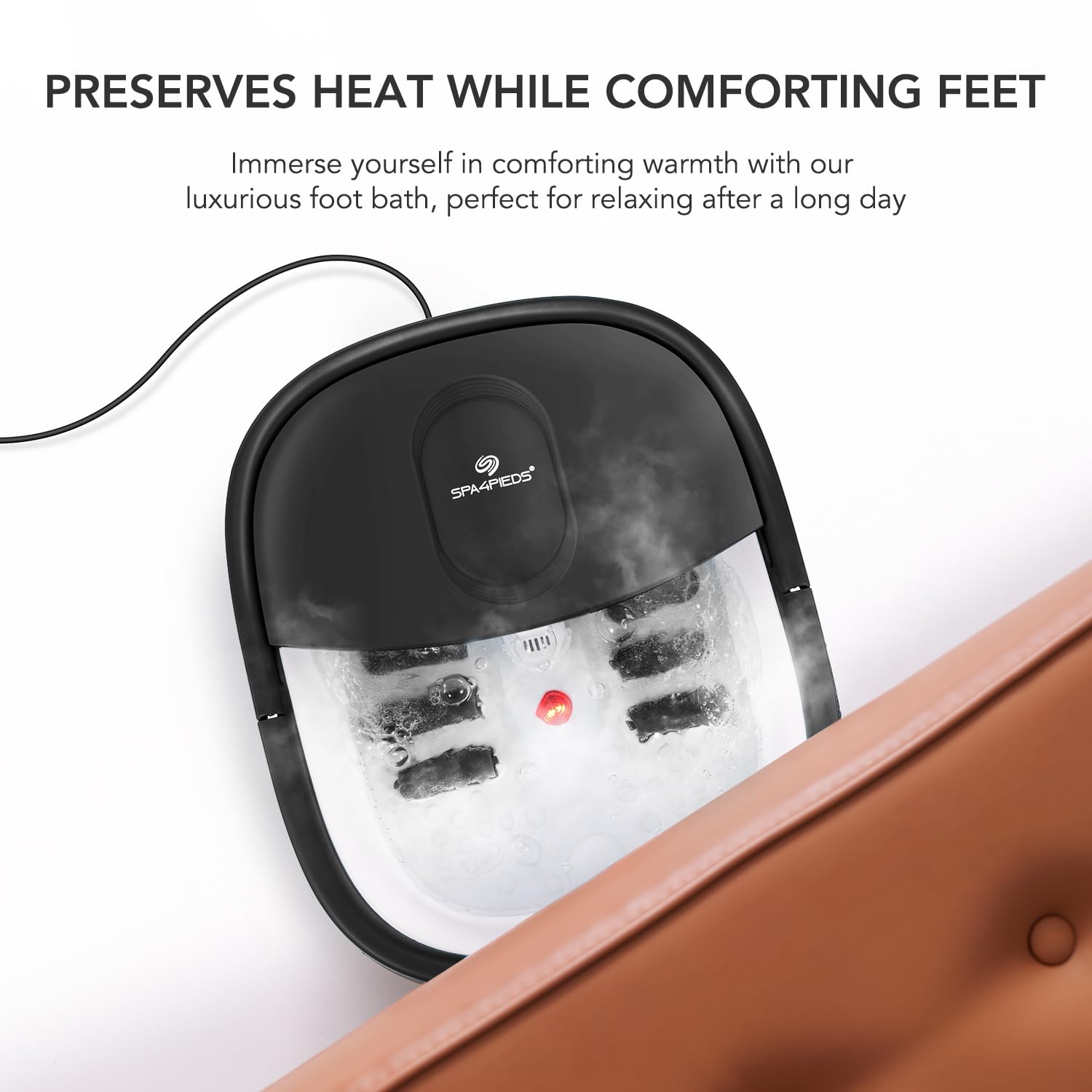 SPA4PIEDS Collapsible Foot Spa Bath — Heat, Massage Rollers & 10-in-1 Pedicure Kit