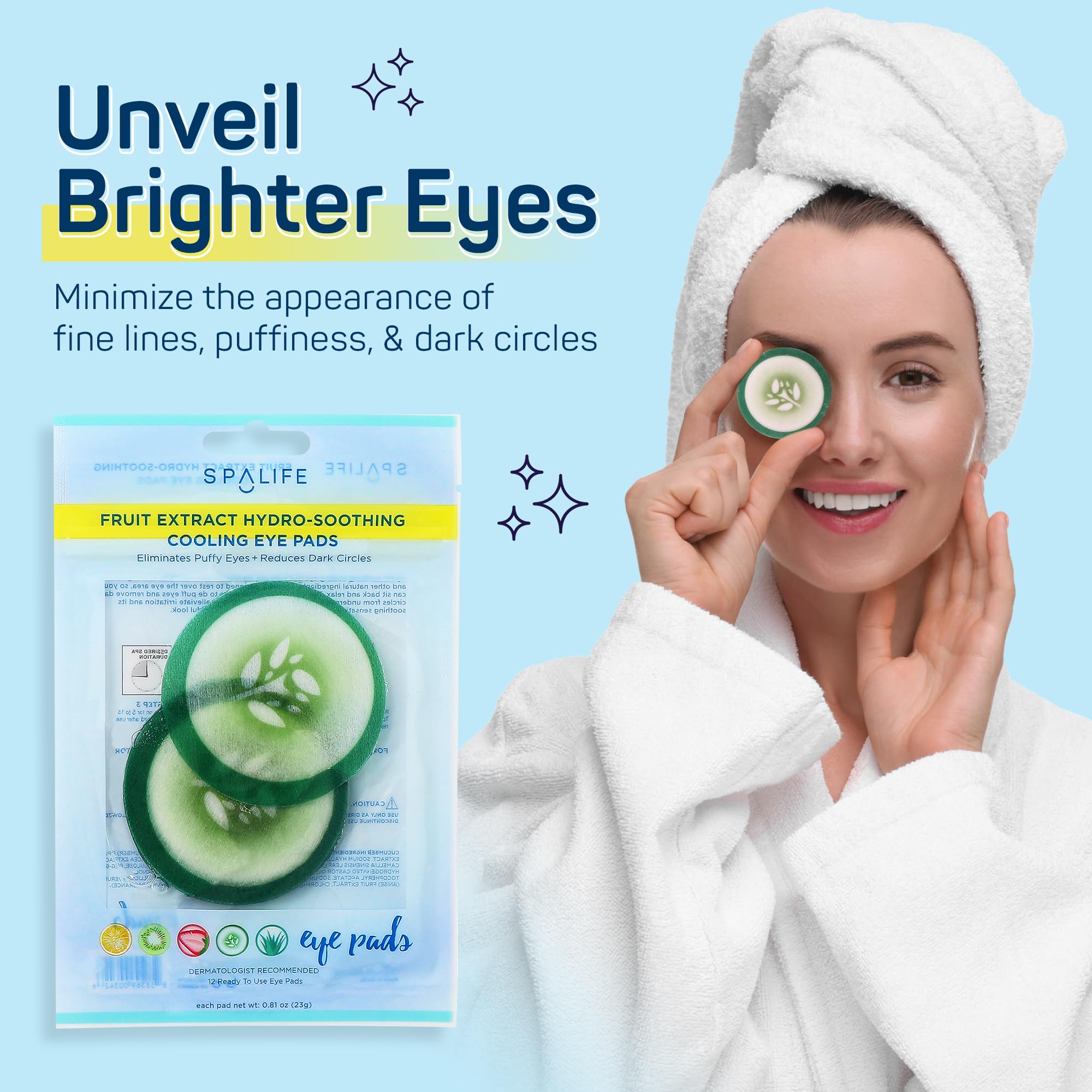SpaLife Cooling Cucumber Eye Pads – Hydrating Puffy Eye Patches (48 Count)