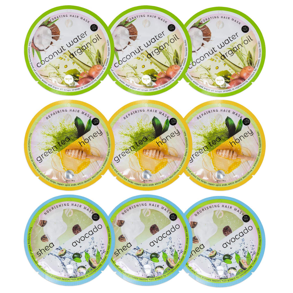 SpaLife Korean Deep Conditioning Hair Mask Packets – Repair, Nourish & Hydrate Dry Hair (9 Pack)