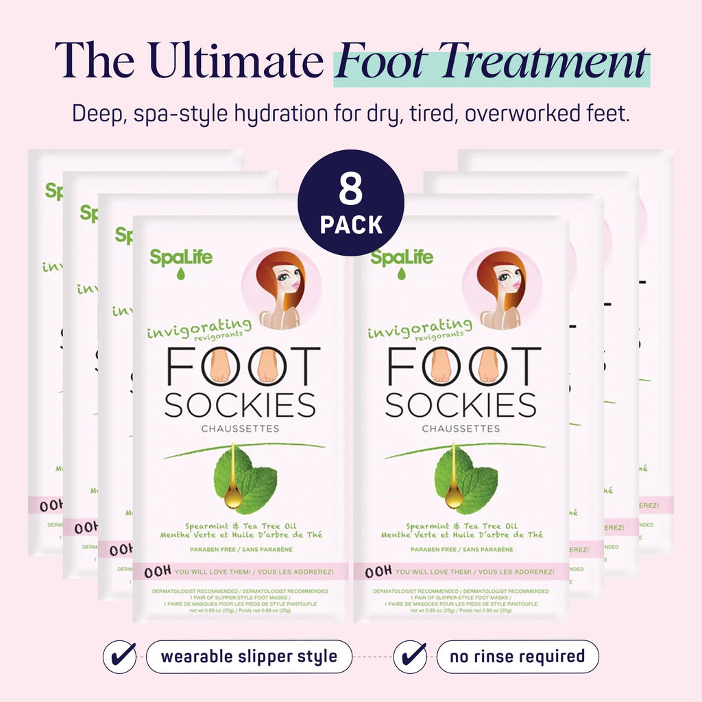 SpaLife Moisturizing Foot Sockies — Intensive Hydration Foot Mask for Dry, Cracked Feet | 8 Pack