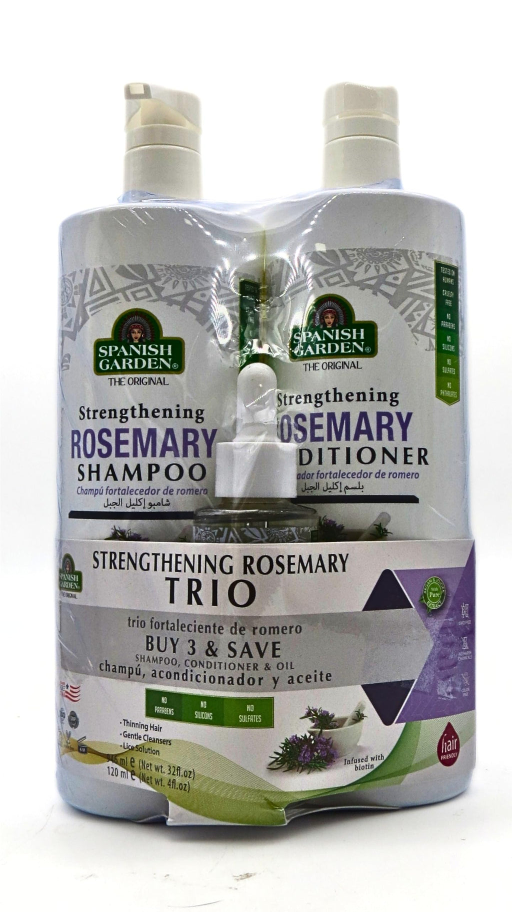 Spanish Garden Rosemary Hair Strengthening Set – Shampoo, Conditioner & Hair Oil