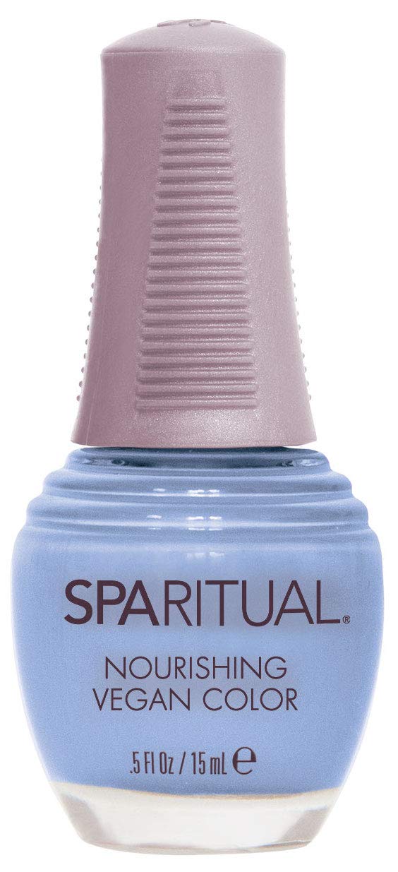 SpaRitual Nourishing Vegan Nail Color Inner Life – One-Step Polish, Light Blue Creme, 0.5 fl oz