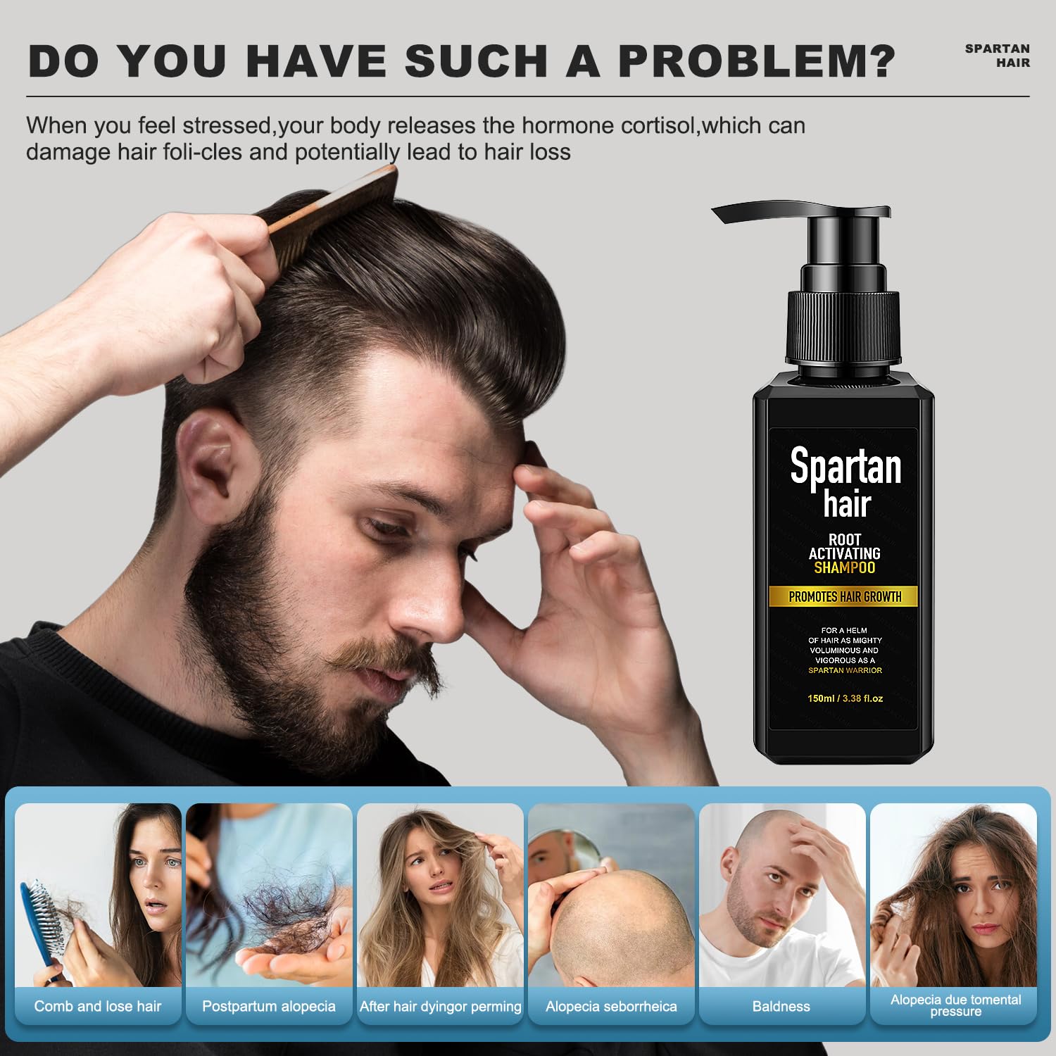 SPARTAN HAIR Shampoo for Men – Strengthening & Smoothing for Thinning & Gray Hair