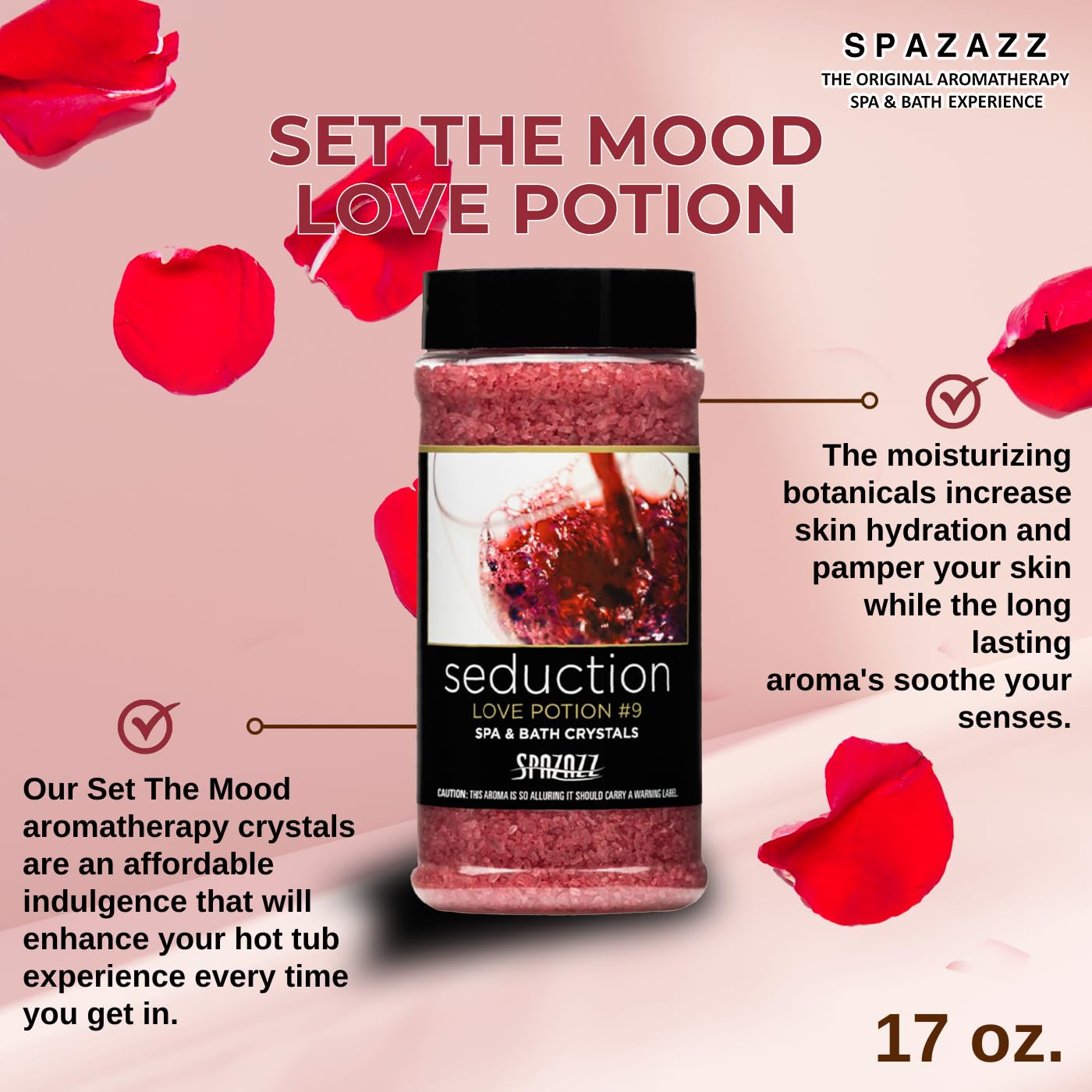 Spazazz Couples Romance Gift Set – Hot Tub Aromatherapy Crystals | Love Potion No.9