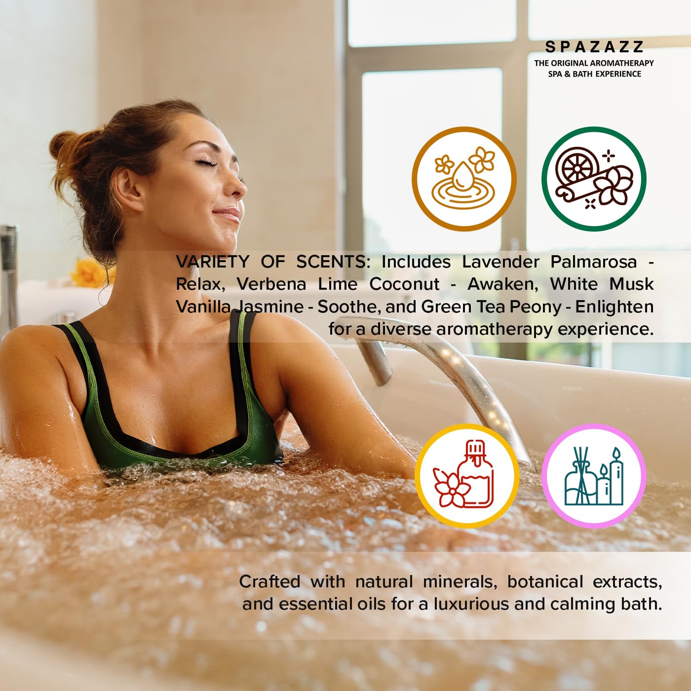 Spazazz Escape Collection 4-Pack: Hot Tub & Spa Bath Salt Aromatherapy