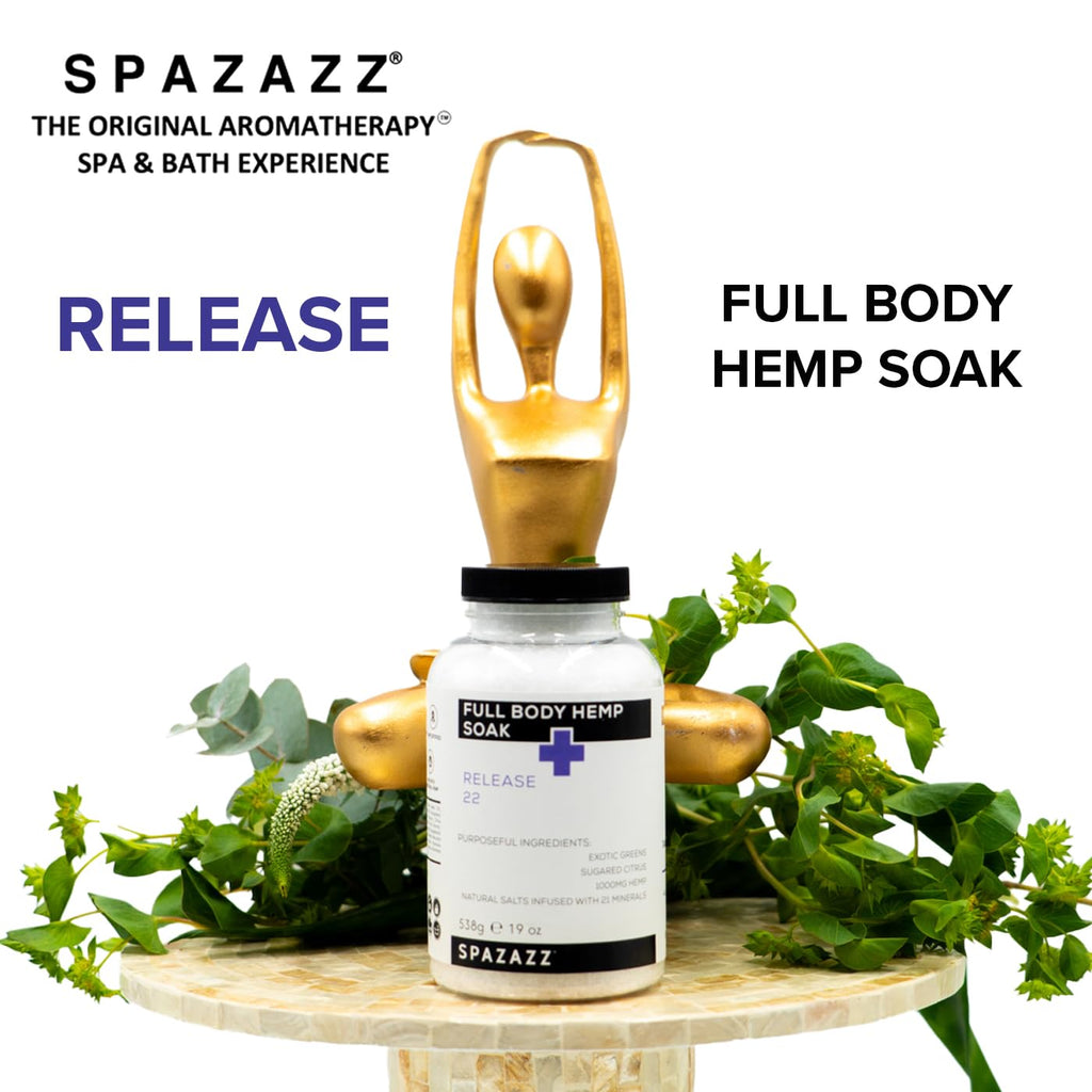 Spazazz Full Body Hemp Soak - 1000mg Hemp Bath Salts for Spa-Quality Baths & Hot Tubs | 538g