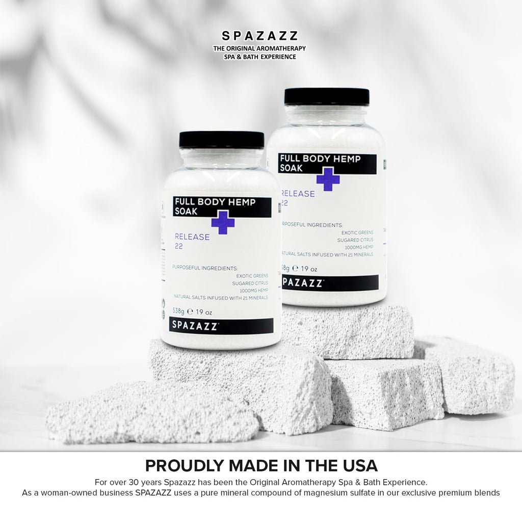 Spazazz Full Body Hemp Soak - 1000mg Hemp Bath Salts for Spa-Quality Baths & Hot Tubs | 538g