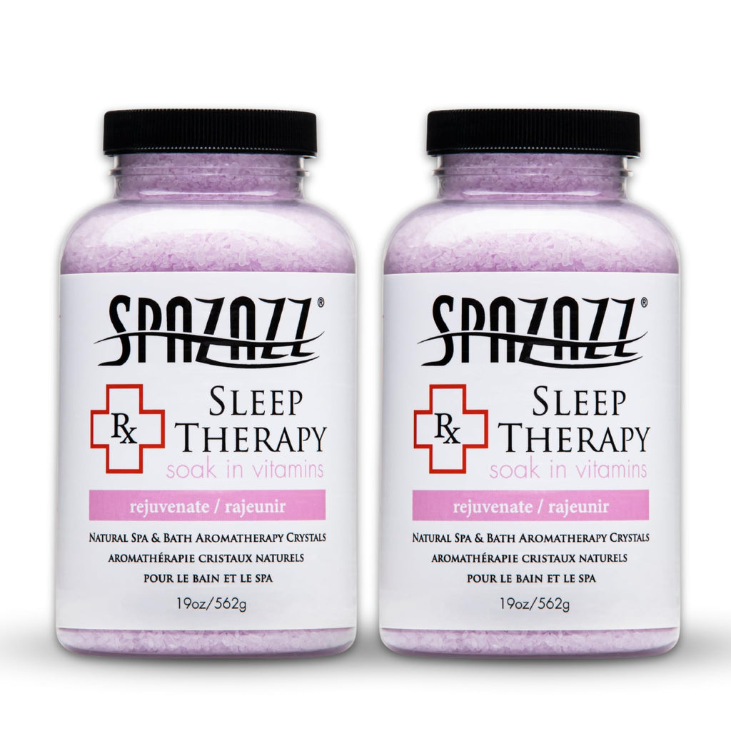 Spazazz RX Sleep Therapy Bath Salt Crystals – 2-Pack (19 oz Each) for Relaxing Aromatherapy in Hot Tubs & Baths