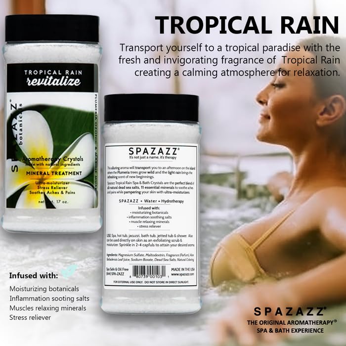 SPAZAZZ SPA BOMBZZ 3-Pack Aromatherapy Bath Salt Crystals – Eucalyptus Mint, Tropical Rain, Honey Mango | 17 oz