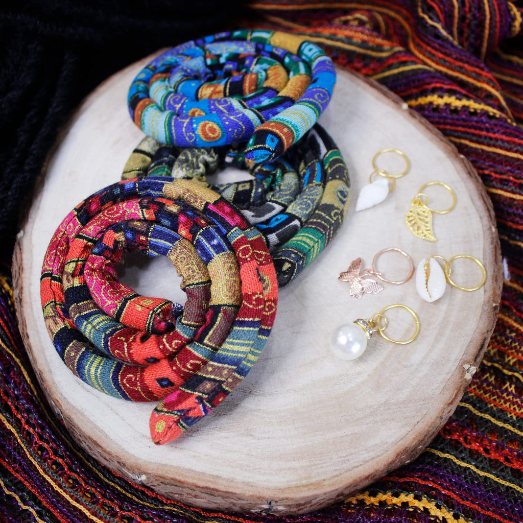 Spira Lock Dreadlock Hair Ties – 3 Pcs Set (16in/40cm) Colorful Spiral Hair Ties for Dreadlocks & Thick Hair