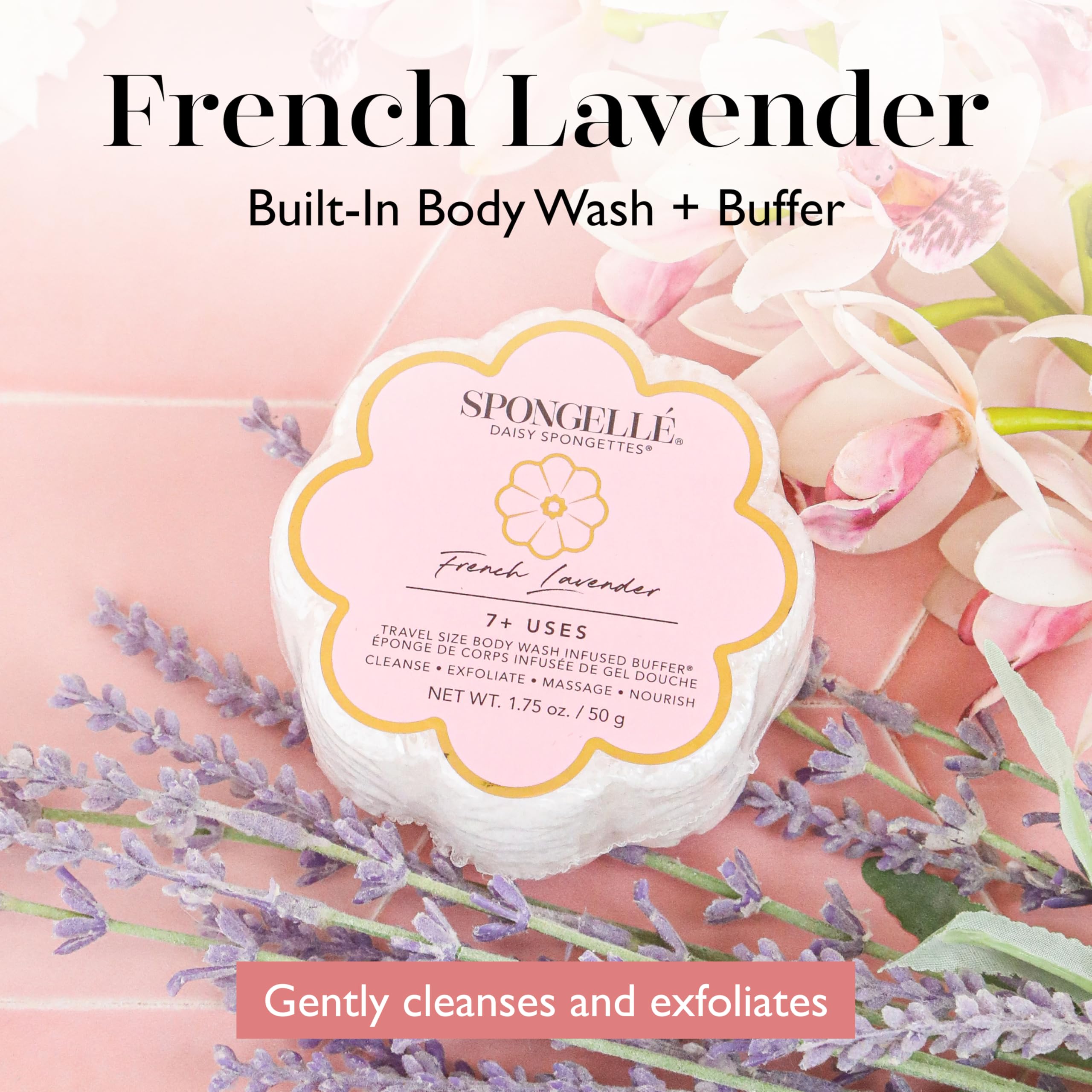 Spongellé Daisy Spongette French Lavender – Luxurious Shower Sponge