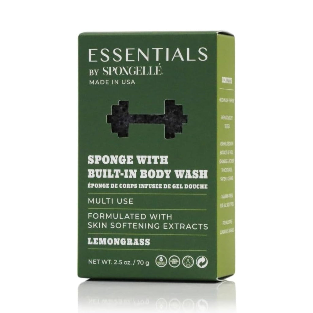 Spongelle Men’s Essentials Lemongrass Body Buffer – 3-in-1 Cleanse