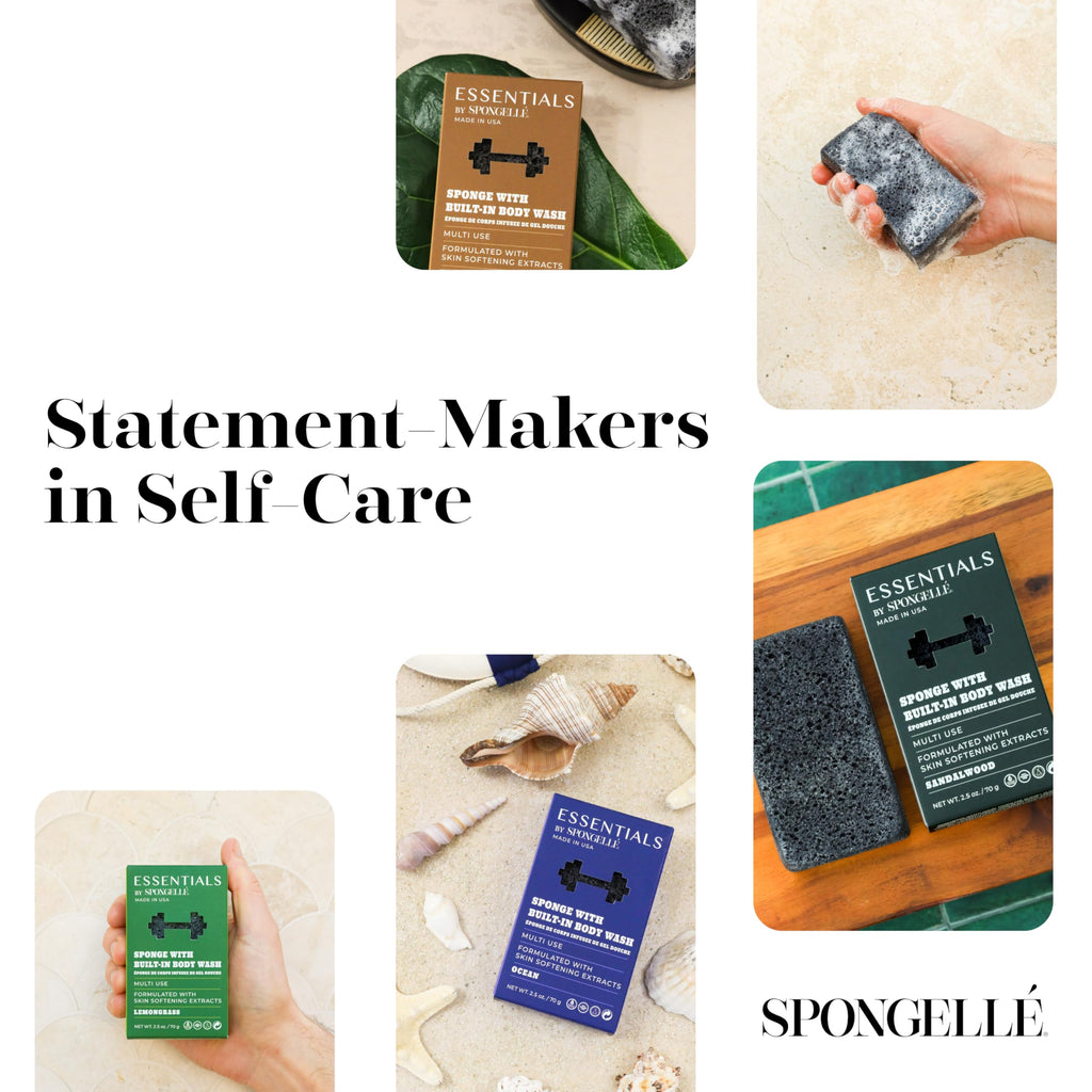 Spongelle Men’s Essentials Lemongrass Body Buffer – 3-in-1 Cleanse