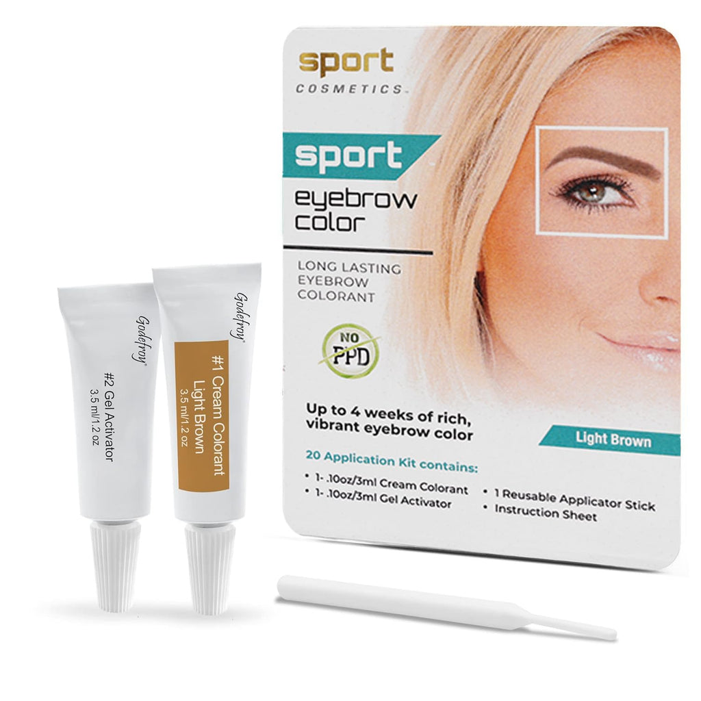 Sport Cosmetics Eyebrow Color Light Brown – 20-Application Kit for Natural, Long-Lasting Brow Color