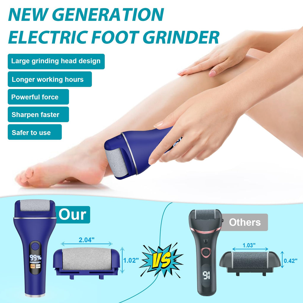Spriaq Electric Callus Remover for Feet – 16-in-1 Rechargeable Pedicure Kit (Blue)