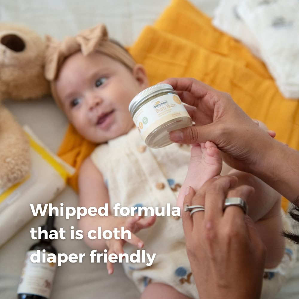 SPRIGS Baby Bear Bum Balm, 2oz | Multipurpose Whipped Diaper Cream for Babies & Sensitive Skin