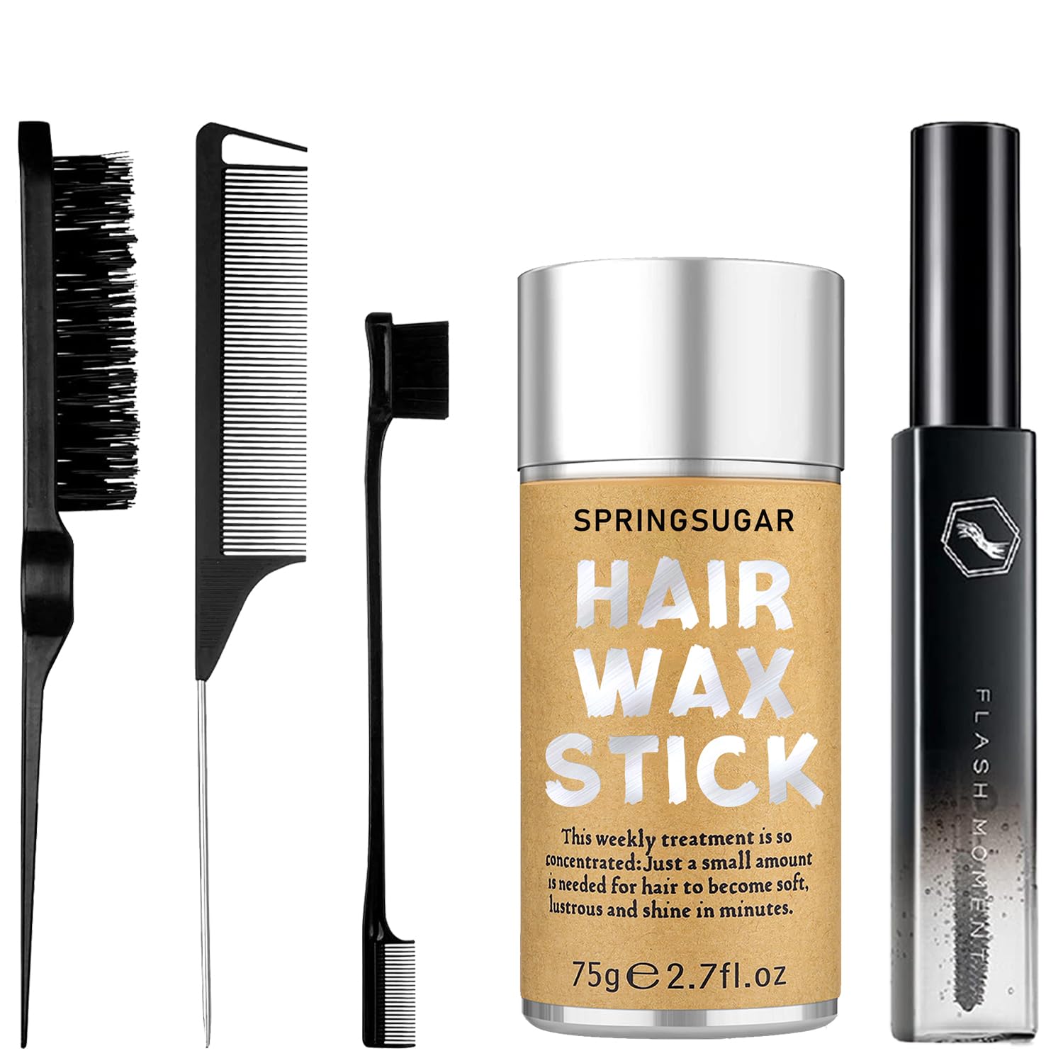 SPRINGSUGAR 5 Pcs Hair Wax Stick Set for Flyaways | Strong Hold, Edge Control & Styling Tools for Women