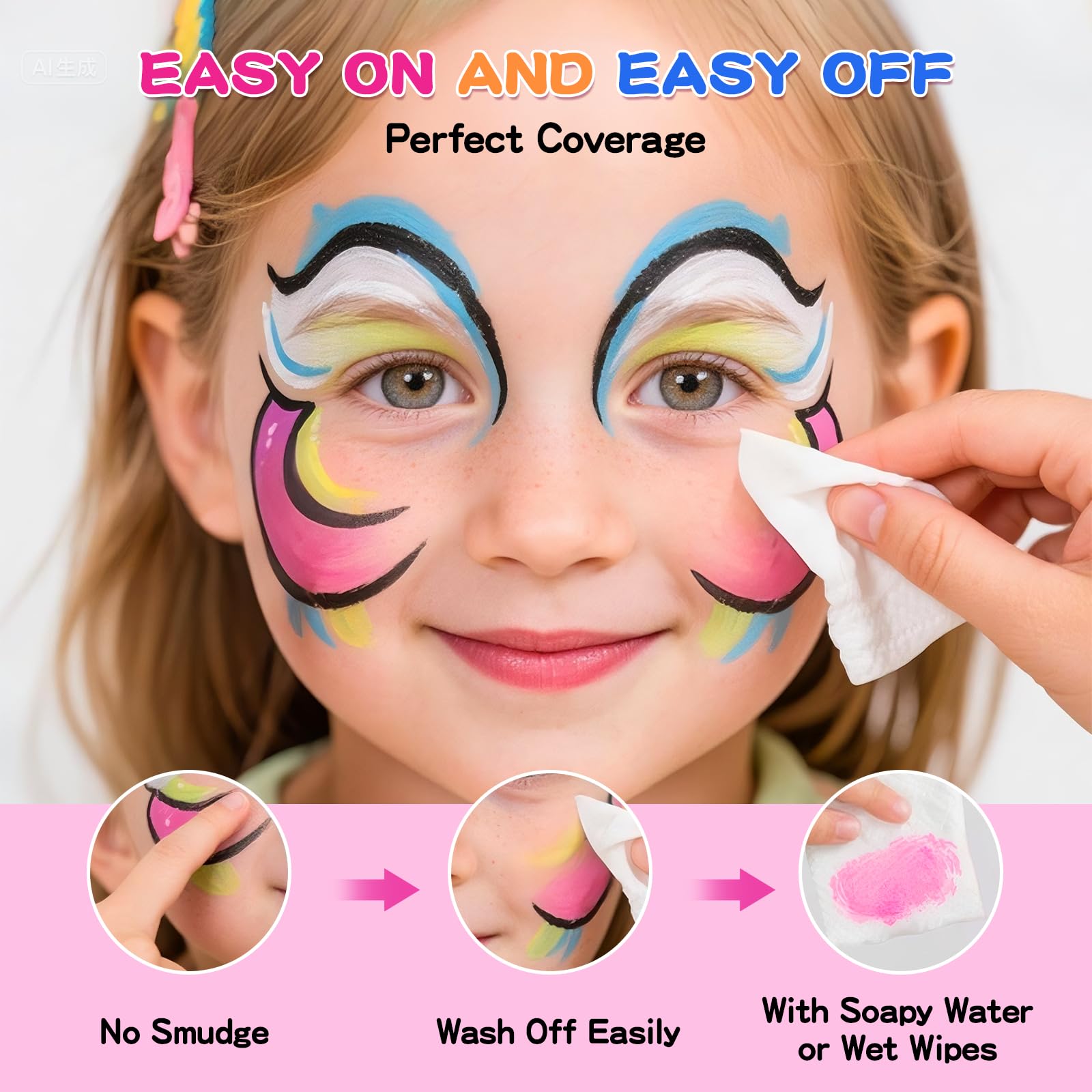 SPXKD Face Painting Kit for Kids & Adults — 12x10g Split Cake Palette, Glitter Colors, Shadow Sticks