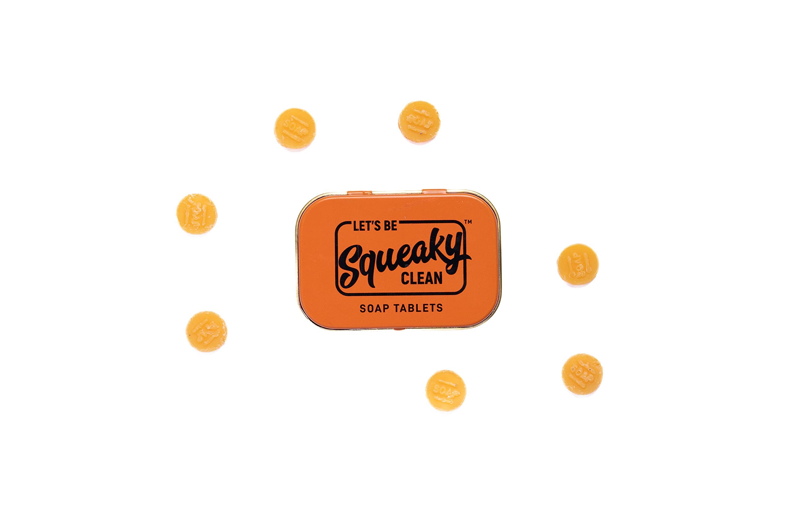 SqueakyClean Soap Tablets – 30 Tabs in Tin (Charcoal, Orange, Lavender) – Travel Pack